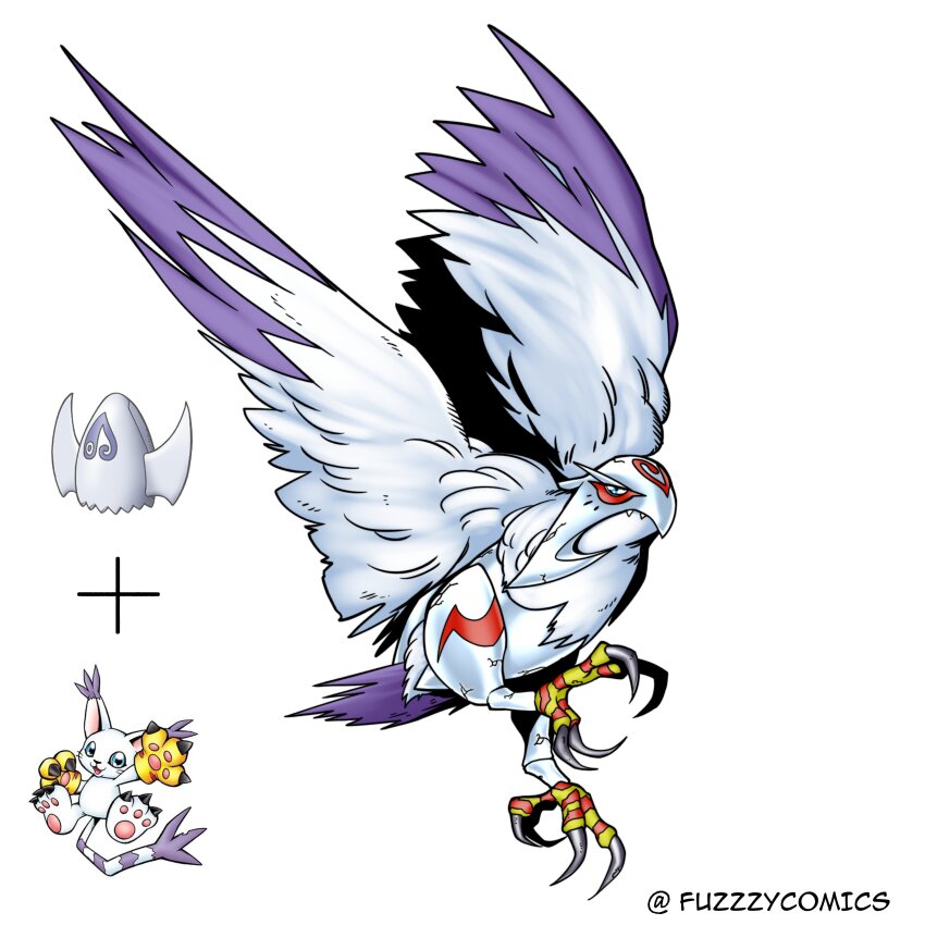 absurdres armor bird blue_eyes claws digimental digimental_of_love digimon digimon_(creature) feathers fuzzzycomics highres oridigi original tailmon twitter_username wings