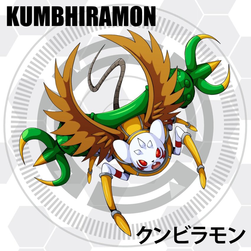 deva_(digimon) digimon digimon_(creature) highres horns kumbhiramon looking_at_viewer mouse_(animal) open_mouth solo wings