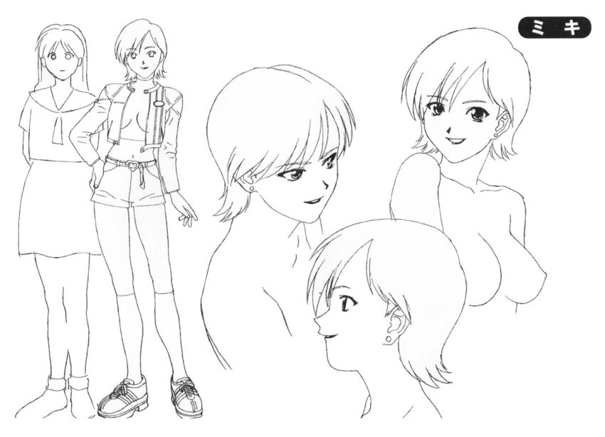 2girls asuka_(viper) katsura_ken&#039;ichirou miki_(viper) multiple_girls nude official_art short_hair sketch smile sogna viper_(series) viper_ctr