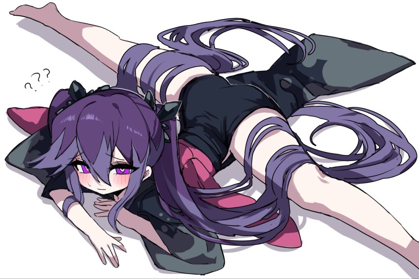 1girl diamond_star12 flexible heart highres hyakkihime looking_at_viewer purple_eyes purple_hair split tagme youkai_watch