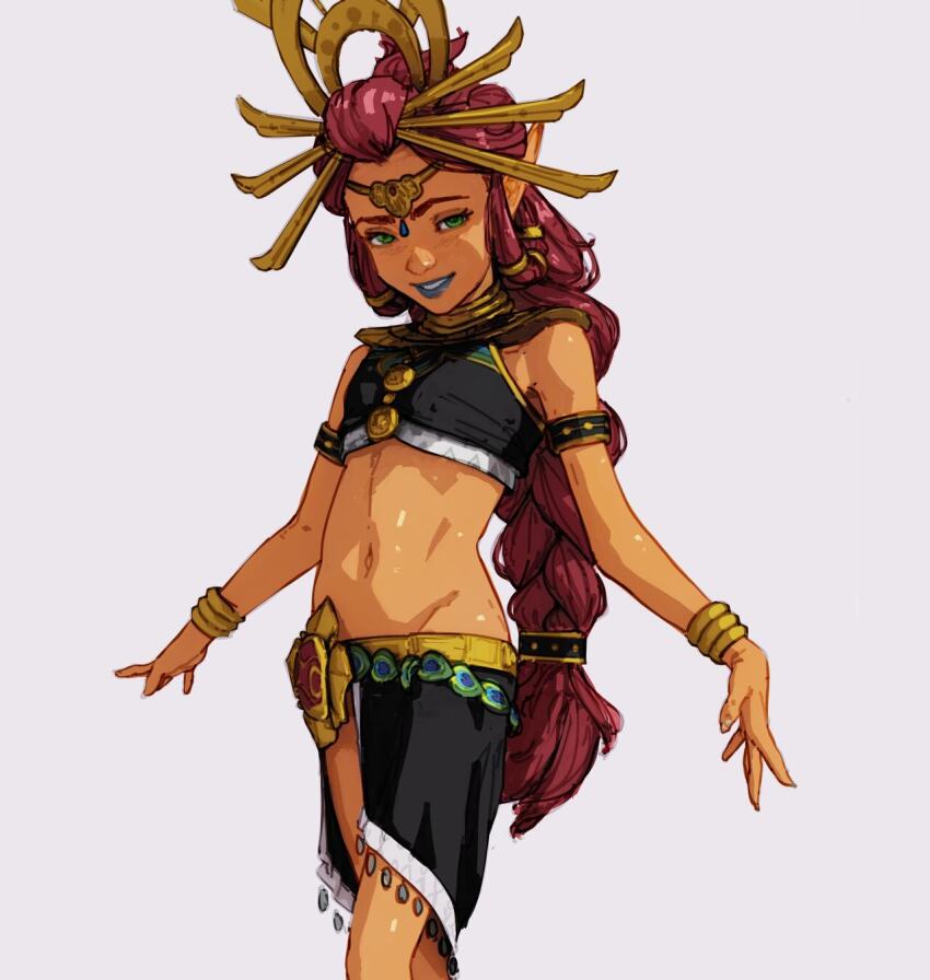 1girl diathorn female_focus highres long_hair looking_at_viewer nintendo riju simple_background the_legend_of_zelda the_legend_of_zelda:_breath_of_the_wild the_legend_of_zelda:_tears_of_the_kingdom