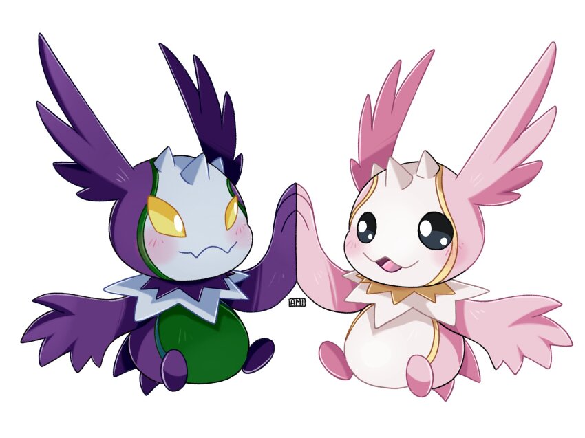 angel black_eyes blush cherubimon cherubimon_(vice) cherubimon_(virtue) digimon digimon_(creature) fallen_angel highres horns yellow_eyes
