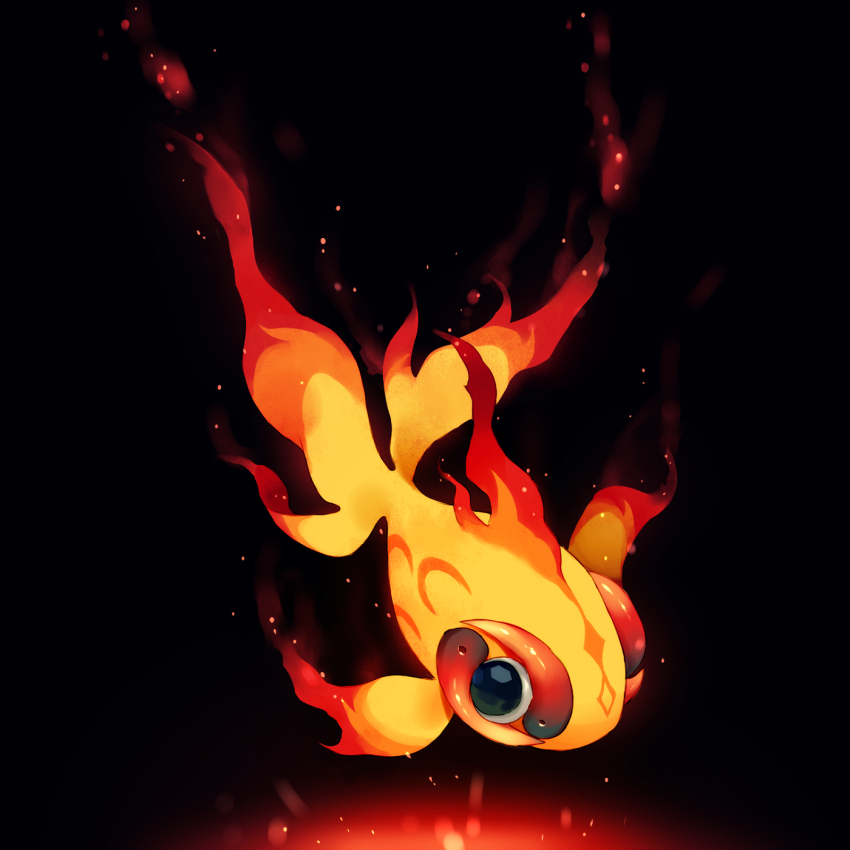 black_background chi-yu_(pokemon) highres kaminokefusa looking_at_viewer nintendo no_humans pokemon pokemon_(creature) pokemon_focus