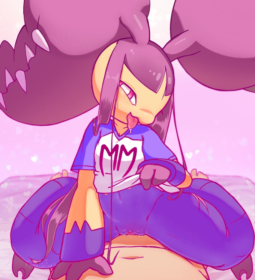 1boy 1girl alternate_color artist_name barefoot big_hair blue_skin blue_sleeves blunt_bangs blurry blush bottomless bright_pupils clitoral_hood clitoris clothed_female_nude_male clothed_pokemon clothes_lift clothes_writing collarbone colored_skin cowgirl_position depth_of_field drooling extra_mouth flat_chest gen_3_pokemon girl_on_top gradient_background half-closed_eyes hand_on_another&#039;s_chest hand_up happy happy_sex heart heart_background hetero interspecies lifting_own_clothes long_hair looking_at_viewer mawaifu mawile mega_mawile mega_pokemon multicolored_skin navel nintendo nose_blush nude open_mouth pokemon pokemon_(creature) pov purple_background purple_hair purple_skin pussy pussy_juice raglan_sleeves red_eyes saliva sex sharp_teeth shiny_pokemon shirt shirt_lift sidelocks signature smile solo_focus spread_legs stomach straddling teeth thick_thighs thighs tongue tongue_out two-tone_shirt uncensored vaginal very_long_hair white_pupils white_shirt