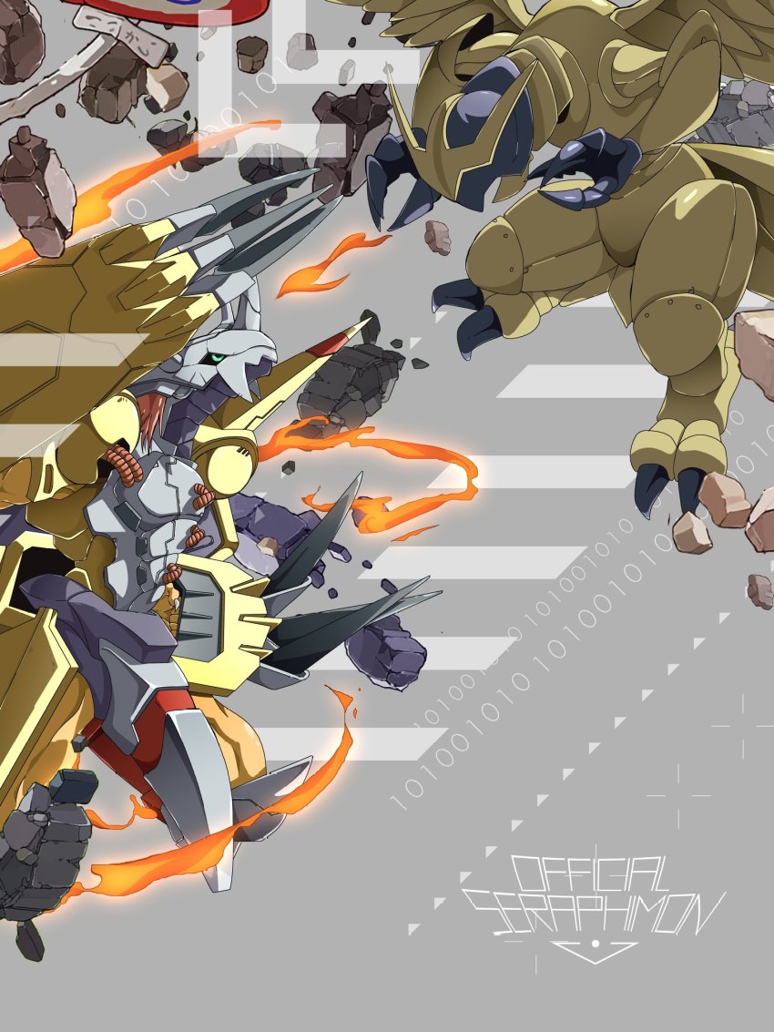 armor bird claws crossmon digimon dragon highres horns wargreymon