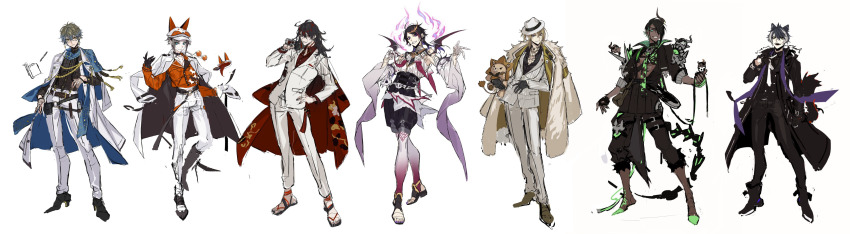 6+boys absurdres aragami_oga full_body highres hoe-l holostars ike_eveland ike_eveland_(1st_costume) kageyama_shien luca_kaneshiro luca_kaneshiro_(1st_costume) luxiem mafia_(holostars) multiple_boys mysta_rias mysta_rias_(1st_costume) nijisanji nijisanji_en shu_yamino shu_yamino_(1st_costume) tagme virtual_youtuber vox_akuma vox_akuma_(1st_costume) white_background
