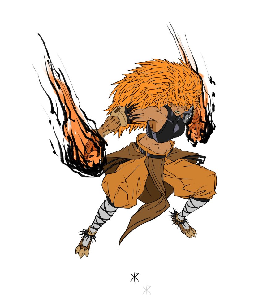 1girl alien apoloniodraws ben_10 claws dark_skin dark-skinned_female fangs hair_over_eyes highres messy_hair muscular muscular_female omnitrix wildmutt