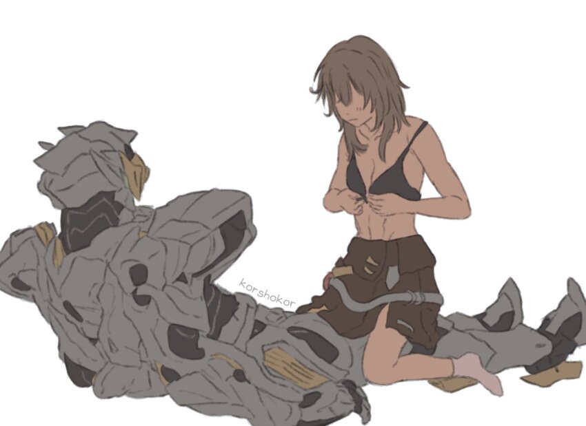 2girls armor black_bra black_skirt bra breasts cleavage firefly_(honkai:_star_rail) front-hook_bra grey_hair honkai:_star_rail honkai_(series) korshokor medium_hair multiple_girls power_armor removing_bra simple_background sitting sitting_on_lap sitting_on_person skirt stelle_(honkai:_star_rail) trailblazer_(honkai:_star_rail) underwear watermark white_background yuri