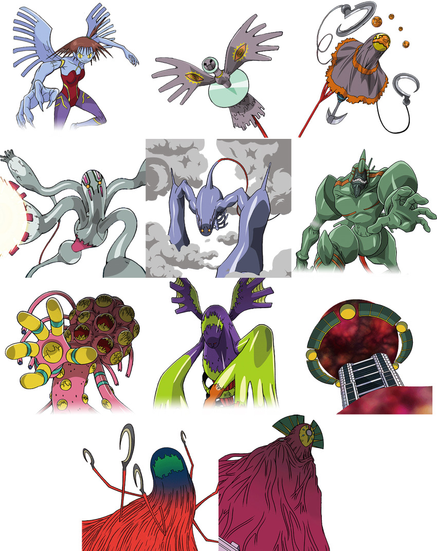 1girl 6+others absurdres d-reaper d-reaper_adr-01 d-reaper_adr-02 d-reaper_adr-03 d-reaper_adr-04 d-reaper_adr-05 d-reaper_adr-06 d-reaper_adr-07 d-reaper_adr-08 d-reaper_adr-09 digimon highres leotard monster mother_d-reaper multiple_others no_humans official_art open_mouth reaper_(digimon) red_leotard sharp_teeth sickle teeth tentacles third-party_edit wings yellow_eyes