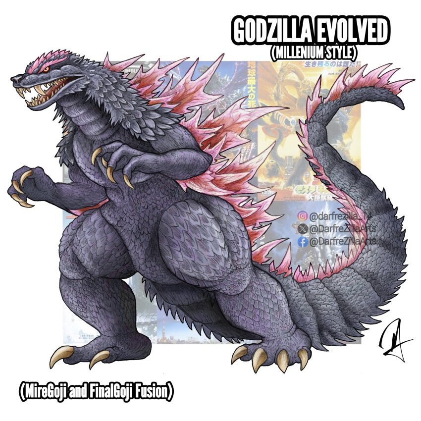 claws crossover darfrezillaarts elbow_spikes fangs godzilla godzilla_(monsterverse) godzilla_(series) godzilla_evolved godzilla_x_kong:_the_new_empire highres jaw kaiju king_kong_(series) legendary_pictures long_tail monster monsterverse no_humans open_mouth scales sharp_teeth spiked_tail spines tail teeth toho