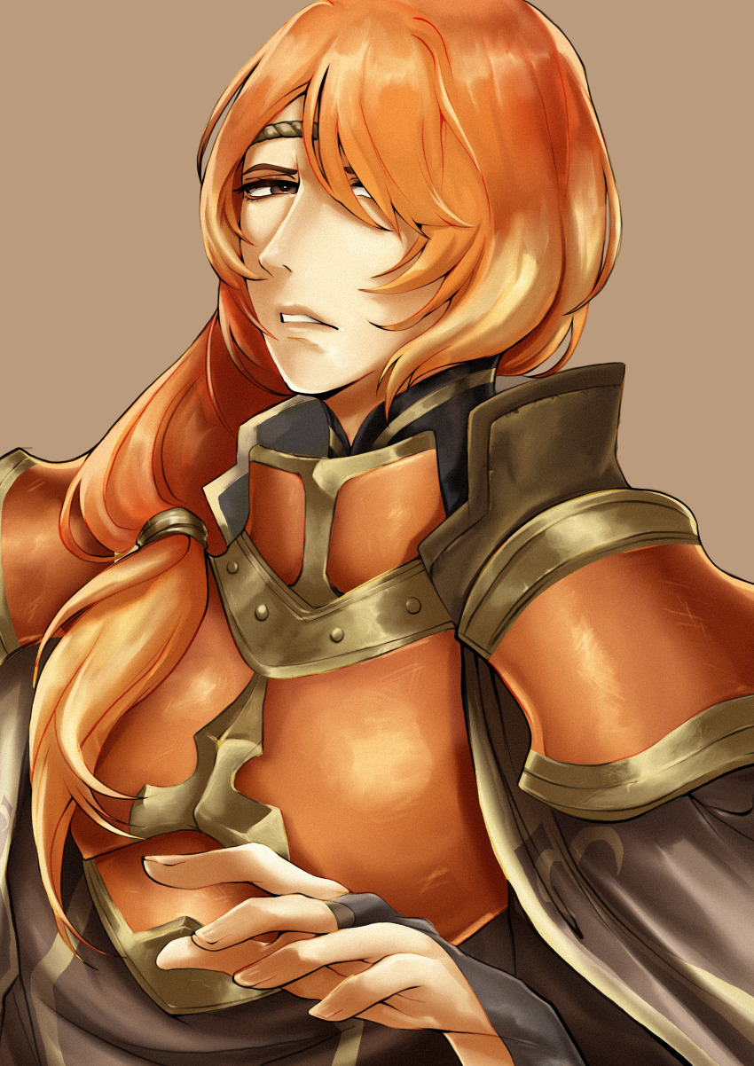 absurdres armor brown_eyes cape fire_emblem fire_emblem_echoes:_shadows_of_valentia high_detail highres luthier_(fire_emblem) mothman1930 nintendo non-web_source orange_hair self-upload shoulder_armor upper_body
