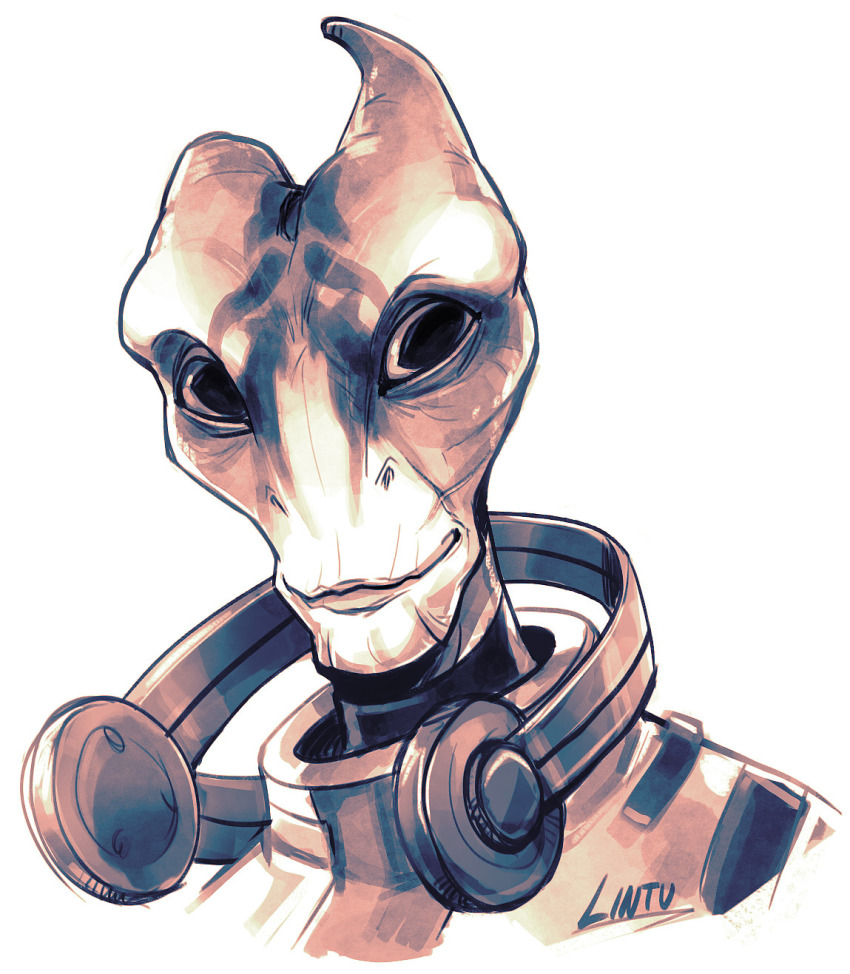 1boy alien highres lintufriikki looking_at_viewer mass_effect_(series) mordin_solus salarian tumblr tumblr_username white_background