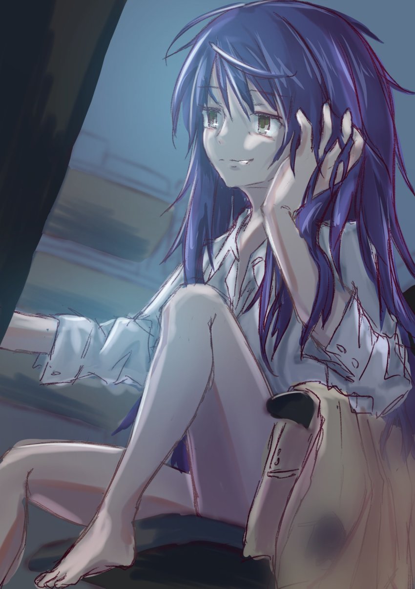 artist_request barefoot genderswap genderswap_(mtf) highres nishijou_takumi smirk tagme