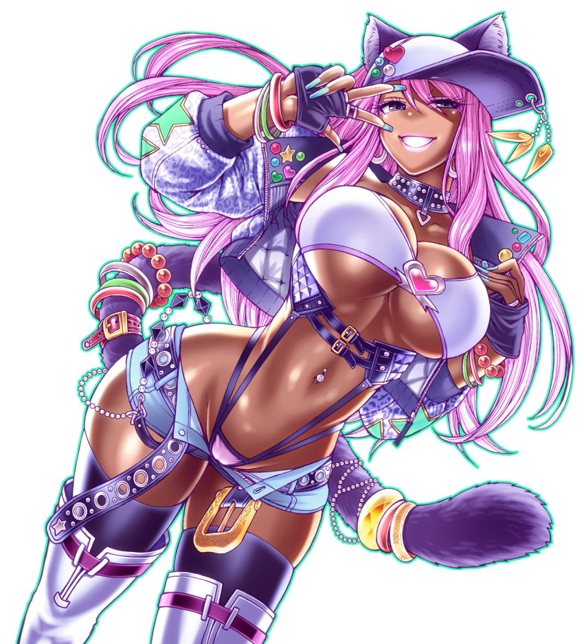 1girl breasts chiba_toshirou dark-skinned_female dark_skin highres large_breasts long_hair original smile solo