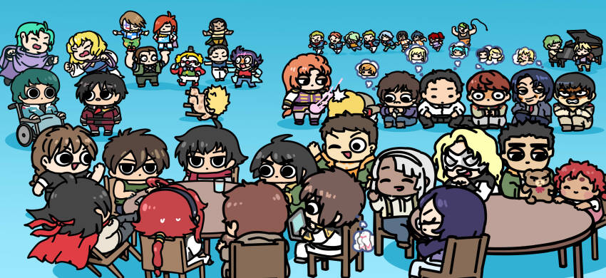 absurdres afei_(sfma3248) amuro_ray argo_gulskii ass asticassia_school_uniform athrun_zala banagher_links black_hair blonde_hair blue_hair braid cagalli_yula_athha cape chair chang_wufei char&#039;s_counterattack chibi chibodee_crocket clown compass_uniform computer dante_zogratis dark_skin domon_kasshu duo_maxwell ericht_samaya four_murasame g_gundam george_de_sand gigi_andalusia glasses gundam gundam_00 gundam_0083 gundam_hathaway&#039;s_flash gundam_narrative gundam_seed gundam_seed_destiny gundam_seed_freedom gundam_suisei_no_majo gundam_thunderbolt gundam_unicorn gundam_wing hathaway_noa headband heero_yuy highres instrument io_fleming johann_trinity jona_basta kamille_bidan kira_yamato kou_uraki lacus_clyne loran_cehack marida_cruz mask michael_trinity mikazuki_augus mineva_lao_zabi mobile_suit_gundam necktie nena_trinity nicol_ascart nude one_eye_closed piano quatre_raberba_winner quess_paraya rau_le_creuset red_hair red_headband sai_saici scarf school_uniform setsuna_f._seiei shinn_asuka smile speech_bubble stellar_loussier thought_bubble tieria_erde trowa_barton turn_a_gundam violin wheelchair whip zaft_uniform zeta_gundam