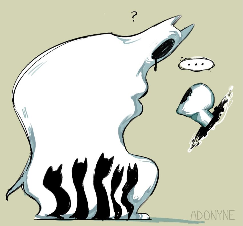 ... 1boy 1other ? adonyne artist_name colored_skin crossover dog endogeny faceless hole_in_head look-alike marvel melting monster spider-man:_across_the_spider-verse spider-man_(series) spider-verse spoken_ellipsis spot_(marvel) trait_connection undertale white_skin