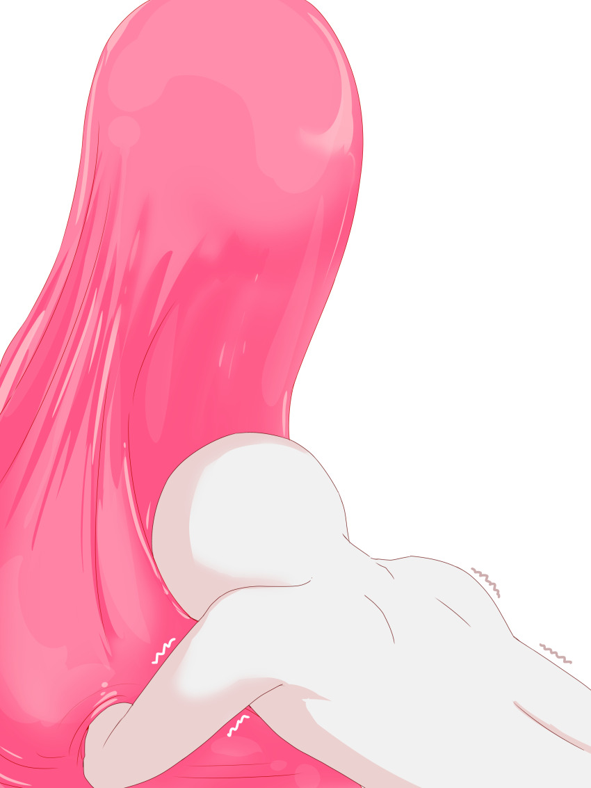 1boy absurdres blush creature highres hikyou_takarasou jitome looking_at_viewer monster original simple_background slime_(creature) slime_(substance) slime_on_head sweatdrop transformation white_background