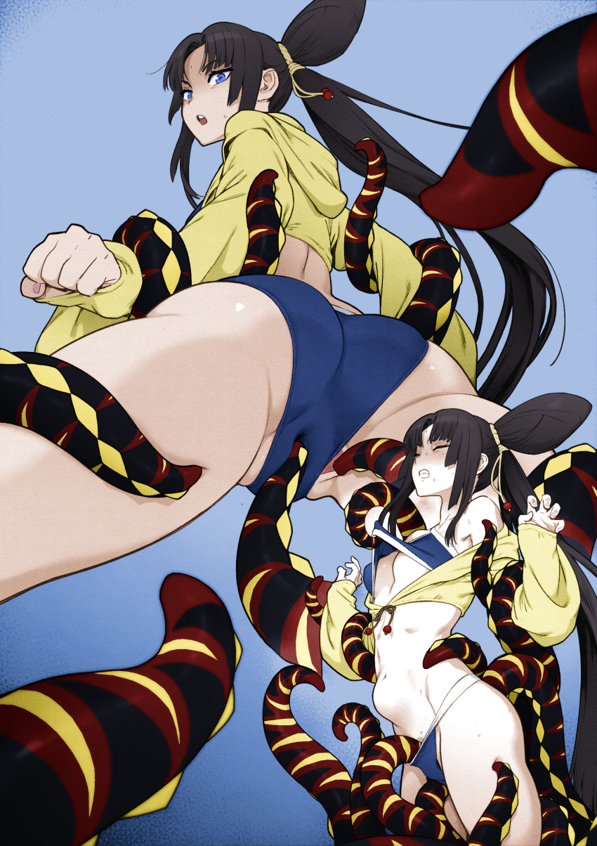 1girl absurdres ass bikini bikini_top_lift blush breasts clenched_teeth closed_eyes clothes_lift colorized fate/grand_order fate_(series) hands_up highres inoue_kiyoshirou long_sleeves medium_breasts navel parted_lips pussy scan sleeves_past_wrists solo spread_pussy spread_pussy_under_clothes standing stomach_bulge swimsuit teeth tentacle_sex tentacles tentacles_under_clothes third-party_edit ushiwakamaru_(fate) ushiwakamaru_(fate/grand_order) ushiwakamaru_(swimsuit_assassin)_(fate) vaginal wide-eyed