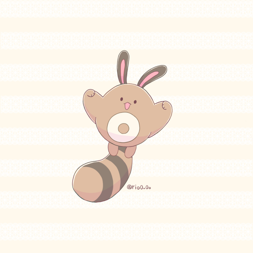 animal_focus black_eyes commentary_request full_body gen_2_pokemon highres looking_at_viewer nintendo no_humans open_mouth pokemon pokemon_(creature) rio_(rio0v0o) sentret solid_oval_eyes solo twitter_username