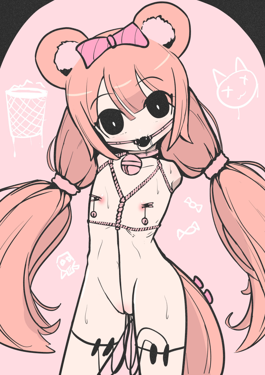 absurdres animal_ears animeretrograde bdsm bondage bound cat_ears cat_tail chromu collar egg_vibrator highres loli ribbon sex_toy shibari slave tagme tail twintails vibrator virtual_youtuber
