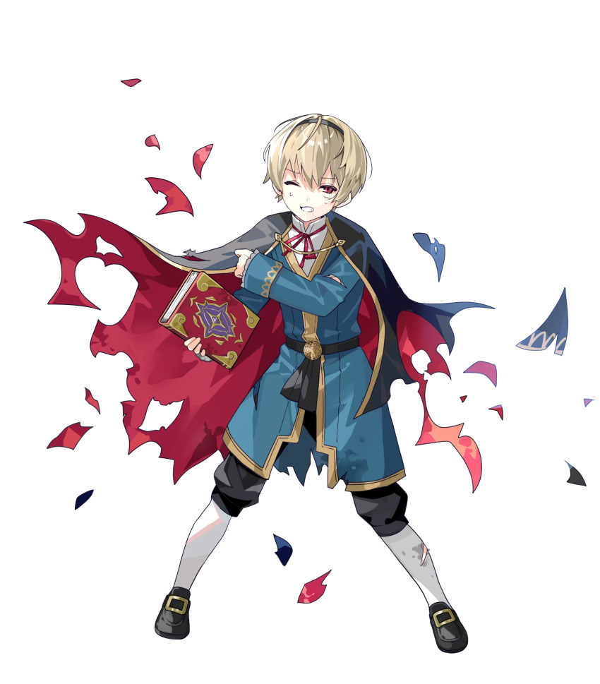 1boy aged_down black_cape blonde_hair book brown_eyes cape fire_emblem fire_emblem_fates fire_emblem_heroes highres holding holding_book leo_(fire_emblem_fates) leo_(young_sprout)_(fire_emblem_fates) multicolored_cape nintendo non-web_source official_art red_cape solo tiara transparent_background