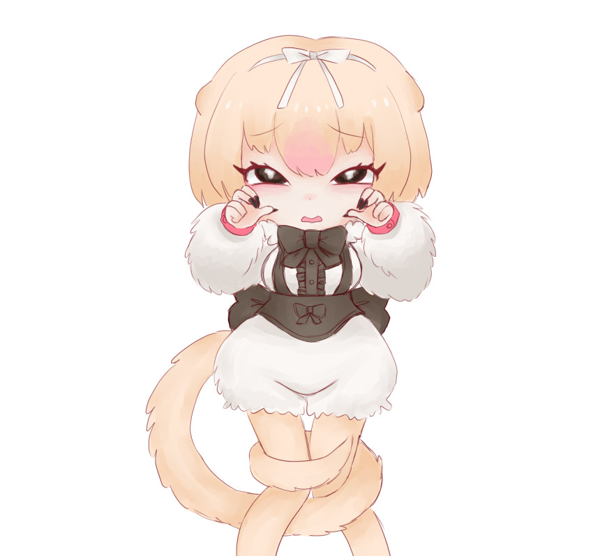 1girl animal_ears bow fawnmoth hair_ornament highres kemono_friends ribbon silky_anteater_(kemono_friends) tail