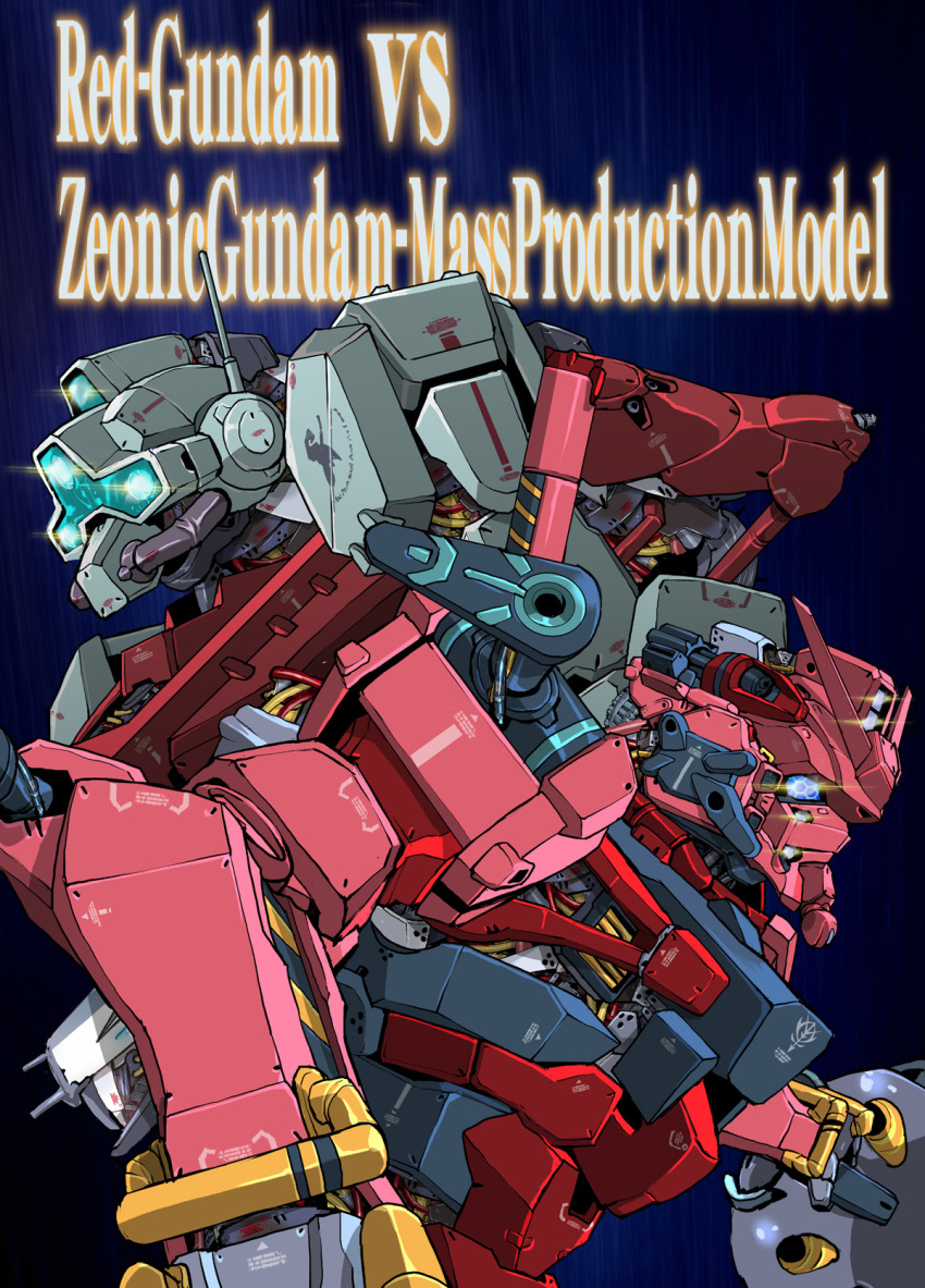 assault_visor ball_and_chain_(weapon) character_name commentary_request gelgoog gelgoog_(gquuuuuux) glowing glowing_eyes green_visor gundam gundam_gquuuuuux highres holding holding_weapon mecha mecha_focus mobile_suit no_humans purple_eyes red_gundam robot science_fiction takuma_tomomasa v-fin weapon