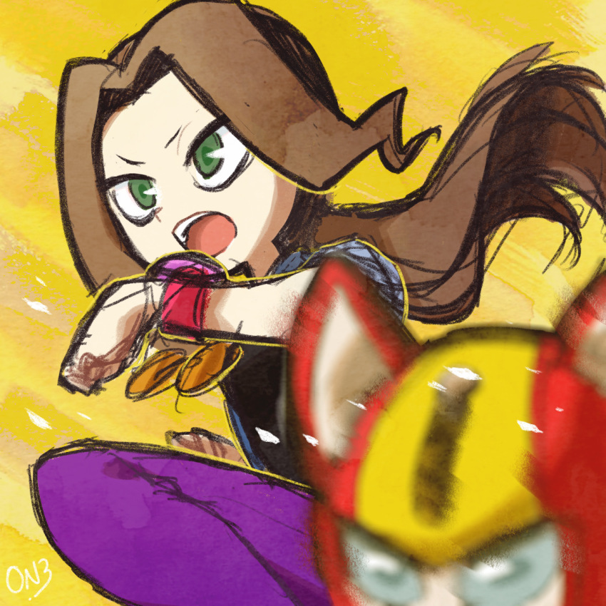 1girl brown_hair green_eyes highres kikuhime medarot peppercat sunglasses syuondouhu watch wristwatch