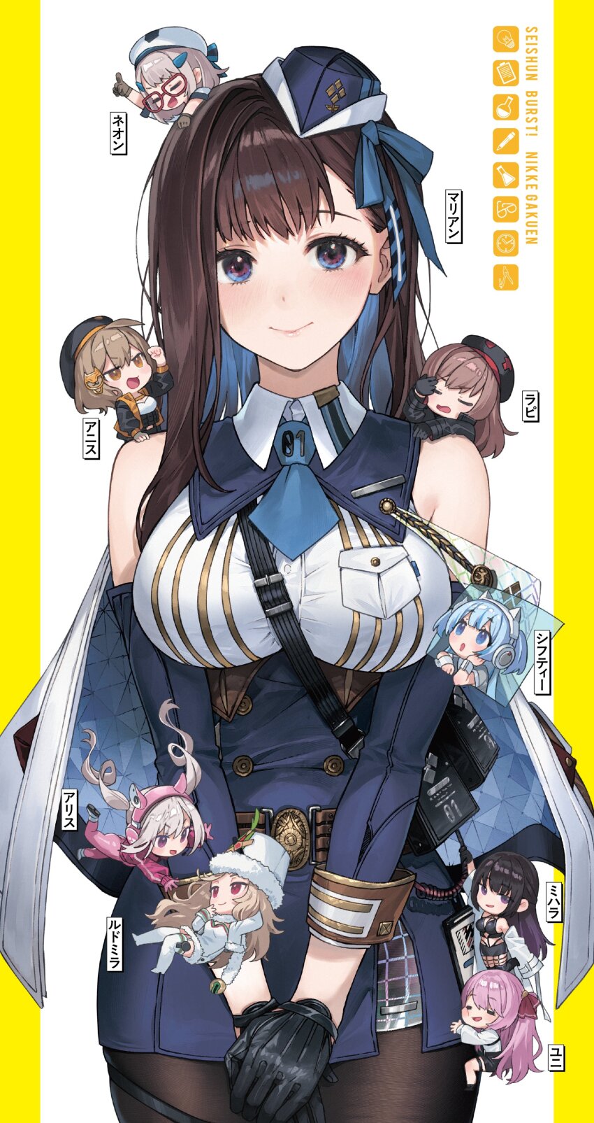 6+girls absurdres ahoge alice_(nikke) animal_ear_headphones animal_ears anis_(nikke) bare_shoulders belt beret between_breasts black_gloves black_hair black_jacket blonde_hair blue_eyes blue_hair blue_hat blue_neckerchief blue_necktie blue_sleeves blush bodysuit boots breasts brown_eyes brown_hair cat_hair_ornament chest_harness chibi cleavage counters_(nikke) detached_sleeves dress fake_animal_ears fur_trim garrison_cap glasses gloves goddess_of_victory:_nikke grey_hair hair_ornament hair_ribbon harness hat headphones headset highres holster impossible_bodysuit impossible_clothes jacket large_breasts latex latex_bodysuit leather leather_bikini leather_boots leather_skirt leotard long_hair long_sleeves looking_at_viewer ludmilla_(nikke) marian_(nikke) mihara_(nikke) military_hat multicolored_gloves multiple_girls nagu neckerchief necktie neon_(nikke) o-ring o-ring_harness open_mouth pantyhose parted_bangs pink_bodysuit pink_eyes pink_gloves pink_hair pink_headphones pink_leotard pouch purple_eyes rapi_(nikke) red_eyes ribbon shifty_(nikke) shirt short_hair short_necktie short_sleeves shrug_(clothing) sidelocks skin_tight smile strap_between_breasts thigh_holster thighhighs tilted_headwear twintails two-tone_gloves unlimited_(nikke) wardress_(nikke) white_headphones white_shirt wrist_cuffs yuni_(nikke)