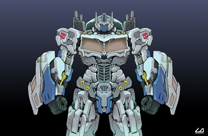 artist_name autobot clenched_hands ct990413 gradient_background highres large_variant_set looking_at_viewer mecha no_humans red_eyes robot science_fiction solo straight-on transformers ultra_magnus variant_set