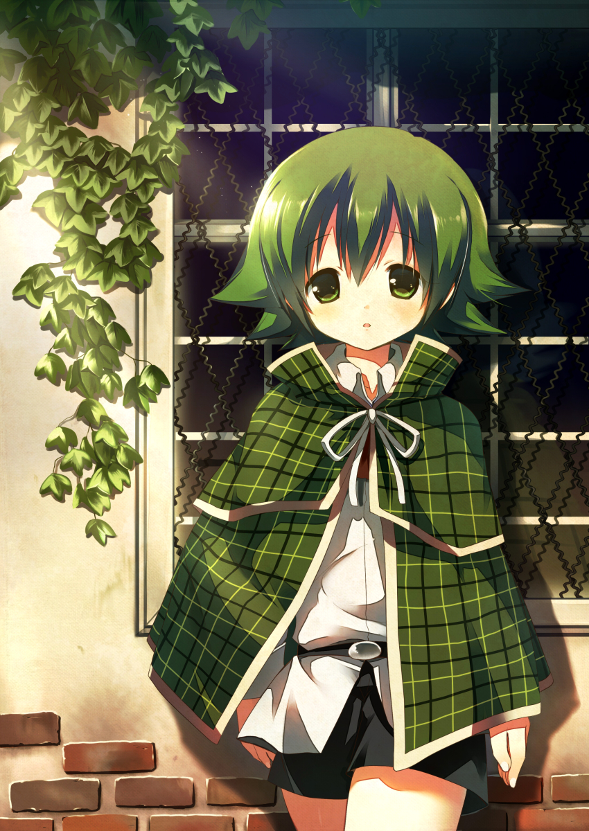 1boy absurdres green_eyes green_hair highres lyserg_diethel male_focus matching_hair/eyes shaman_king shorts solo