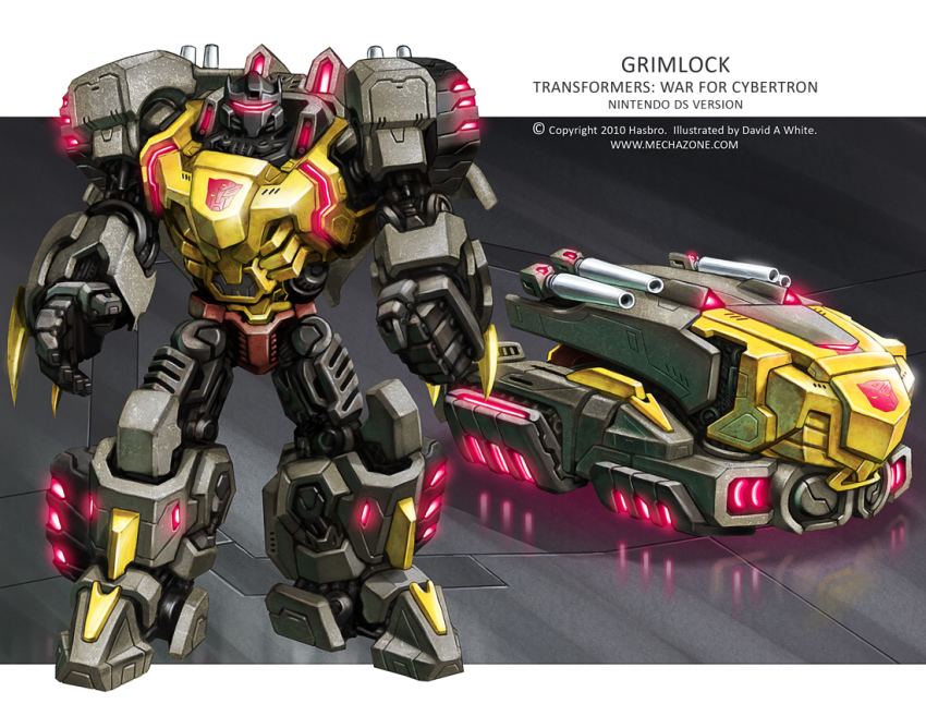artist_name autobot character_name clenched_hand commentary concept_art english_commentary english_text glowing grimlock mecha mecha-zone motor_vehicle no_humans official_art open_hand robot science_fiction solo_focus standing transformers transformers:_war_for_cybertron truck vehicle_focus visor