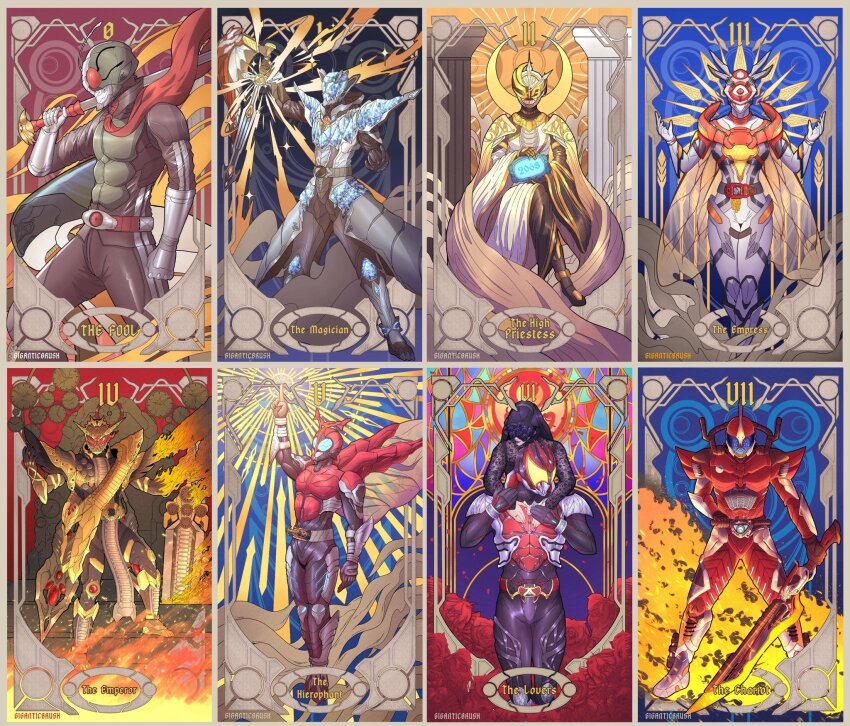 2068 2girls 3boys acceldriver antennae apocalypse armor artist_name asymmetrical_armor axcalibur axe belt black_armor black_bodysuit black_boots black_dress black_flower black_gloves black_hair black_lips black_nails black_rose blue_eyes bodysuit boots breastplate breasts bug cape card card_(medium) chain clock clock_hands closed_mouth commentary compound_eyes cowboy_shot dress dress_flower engineblade english_commentary english_text flower full_body gears giganticbrush gloves glowing glowing_eyes gold_armor gold_gloves gold_trim goth_fashion grasshopper green_armor green_helmet helmet highres holding holding_sword holding_weapon honeycomb_(pattern) horns insect jewelry kabuto_zecter kamen_rider kamen_rider_(1st_series) kamen_rider_1 kamen_rider_accel kamen_rider_aguilera kamen_rider_kabuto kamen_rider_kabuto_(series) kamen_rider_kiva kamen_rider_kiva_(series) kamen_rider_revice kamen_rider_tsukuyomi kamen_rider_w kamen_rider_wizard kamen_rider_wizard_(infinity_style) kamen_rider_wizard_(series) kamen_rider_zi-o_(series) kivat-bat_iii kivat_belt long_sleeves looking_at_viewer magic_circle male_focus mask multiple_boys multiple_girls ohma_zi-o ohma_zi-o_driver open_hands pointing pointing_up pun queen_bee queen_bee_genome red_eyes red_scarf revision rider_belt rider_belt_(kabuto) ring roman_numeral rose sash scarf shoulder_armor shoulder_sash silver_gloves single_horn sitting smile solo stained_glass standing sword tailcoat tarot tarot_(medium) tarot_card the_chariot_(tarot) the_emperor_(tarot) the_empress_(tarot) the_fool_(tarot) the_hierophant_(tarot) the_high_priestess_(tarot) the_lovers_(tarot) the_magician_(tarot) tokusatsu trial_memory typhoon_(kamen_rider) vampire vistamp weapon wedding_dress weekendriver white_armor white_bodysuit window wings wizard_ring wizardriver yellow_eyes