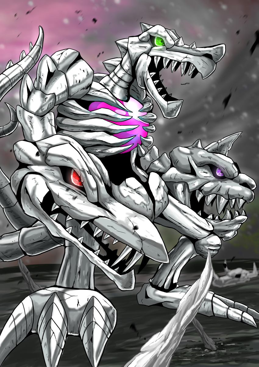 absurdres deltamon digimon digimon_(creature) highres oridigi original sharp_teeth skeleton skull solo teeth