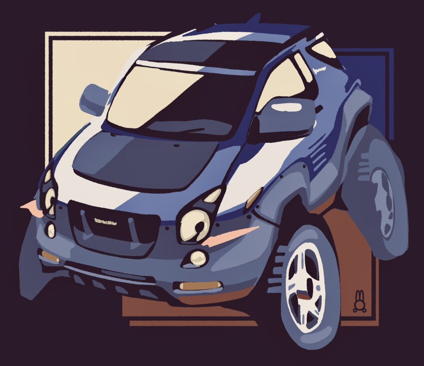 black_border blue_car border car highres isuzu_motors isuzu_vehicross motor_vehicle no_humans original retromirai shadow sports_utility_vehicle vehicle_focus