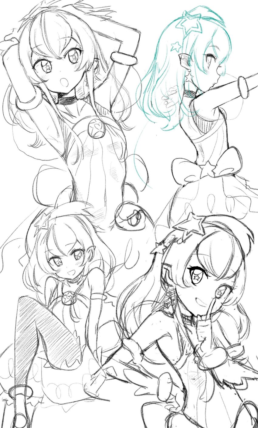 armpits hagoromo_lala highres index_finger_raised looking_at_viewer precure sketch star twinkle what_a