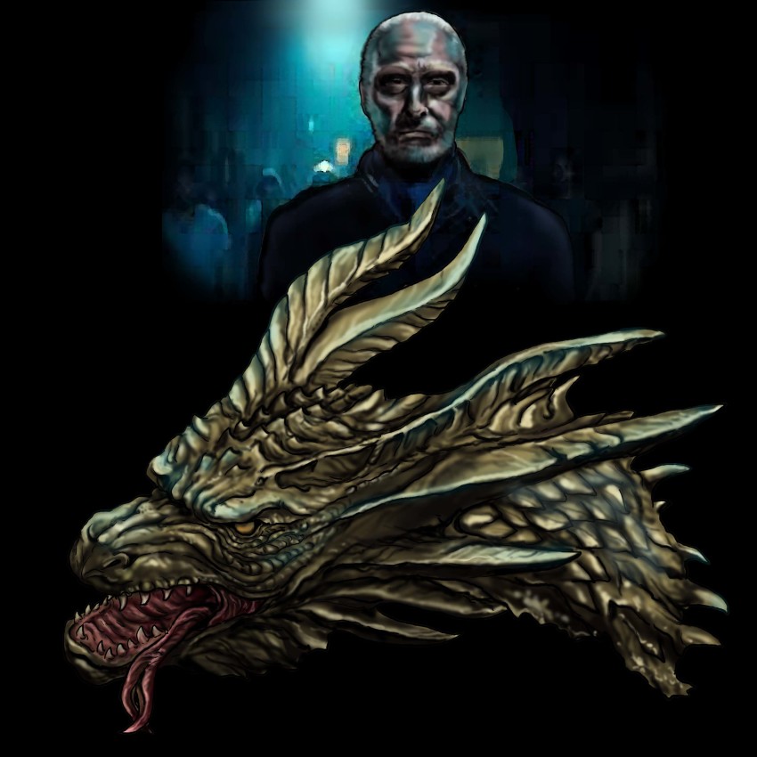 absurdres alan_jonah alien decapitation dragon godzilla:_king_of_the_monsters godzilla_(series) highres horns hydra king_ghidorah monsterverse old old_man satoru33 severed_head tongue tongue_out