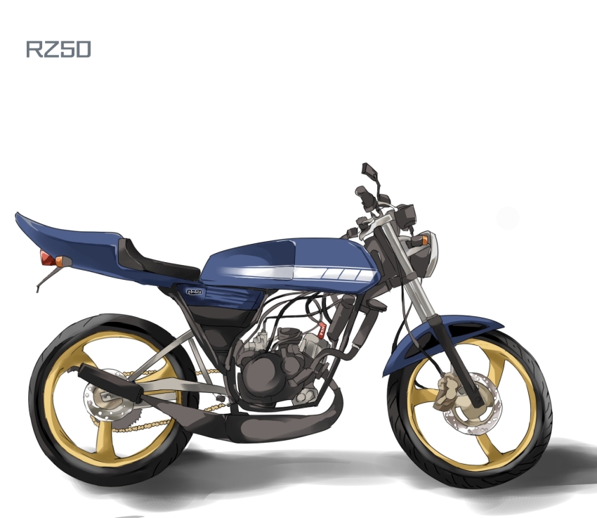 commentary_request highres houkai_(collapse_illust) motor_vehicle motorcycle no_humans original simple_background vehicle_focus white_background yamaha yamaha_rz250