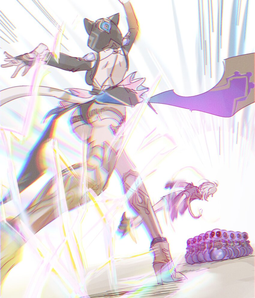 2girls animal_hood ass backless_outfit bowling cat_tail cipher_(honkai:_star_rail) coat emphasis_lines facing_away fingerless_gloves gloves gnarlypzofbread grey_hair high_heels highres honkai:_star_rail honkai_(series) hood hood_up long_hair long_sleeves midair multiple_girls spinning spirithief_bartholos_(honkai:_star_rail) standing stelle_(honkai:_star_rail) tail throwing throwing_person trailblazer_(honkai:_star_rail) twisted_torso underbutt