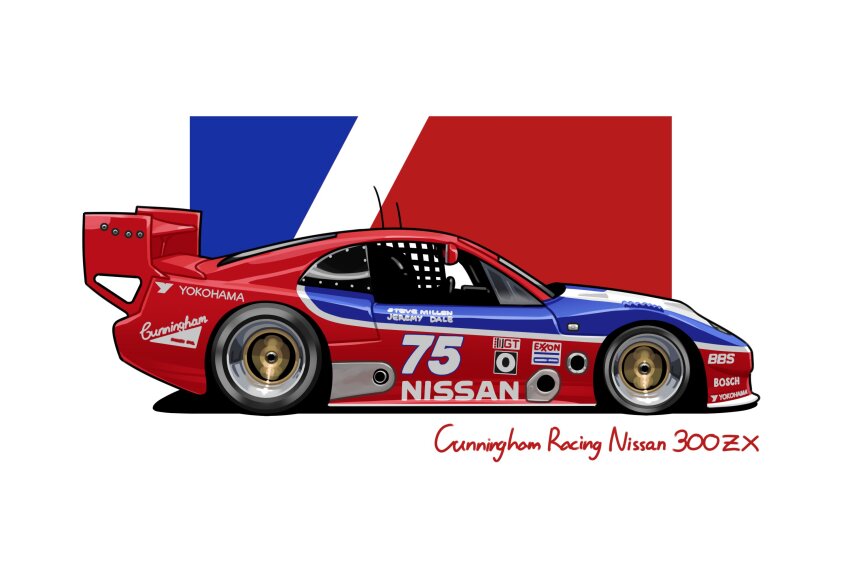 arhentol bbs_(wheel) car commentary english_commentary exxonmobil highres imsa_gt_championship logo motion_blur motor_vehicle nissan nissan_300zx nissan_300zx_(z32) nissan_fairlady_z original race_vehicle racecar spoiler_(automobile) sponsor vehicle_focus vehicle_name yokohama_tire