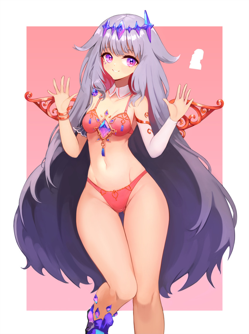 breasts chest_jewel grey_hair highres hololive hololive_english koseki_bijou lingerie long_hair notte purple_eyes small_breasts solo underwear underwear_only very_long_hair virtual_youtuber