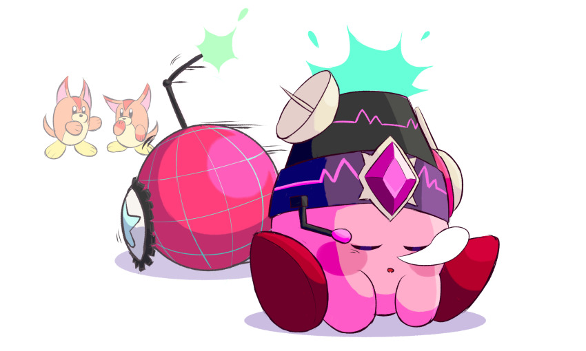 awoofy bomb_kirby closed_eyes commentary_request copy_ability highres homing_bomb_kirby kirby kirby_(series) kirby_and_the_forgotten_land milk-box-16 nintendo open_mouth sleeping sleeping_with_bubble white_background