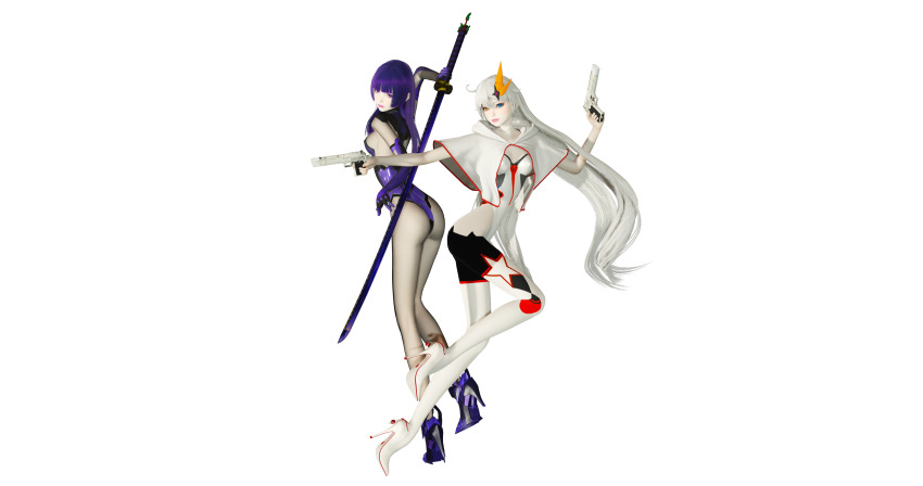 3d absurdres formal_clothes highres honkai_(series) honkai_impact_3rd kiana_kaslana konata model pantyhose raiden_mei self-upload suit thighhighs