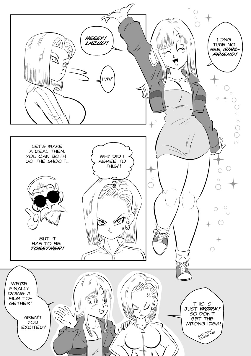 1boy 2girls absurdres android_18 ass black_hair breasts buttjob couple dragon_ball dragonball_z fellatio funsexydragonball highres huge_ass husband_and_wife kuririn large_breasts large_penis maron_(dragon_ball) multiple_girls muscular muscular_male oral penis thick_thighs thighs