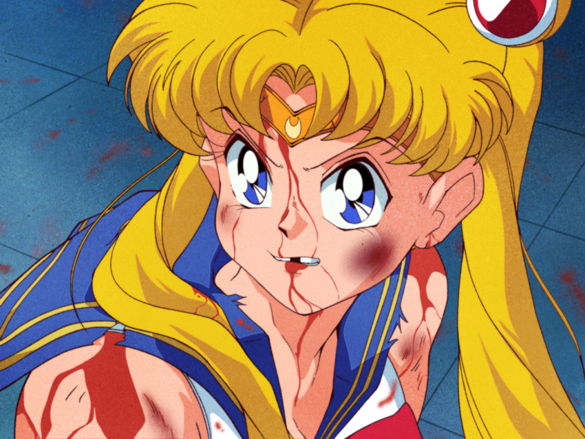 1girl beaten bishoujo_senshi_sailor_moon bishoujo_senshi_sailor_moon_s bleeding blonde_hair blood blood_from_mouth blood_on_face blue_eyes blue_sailor_collar bruise derivative_work drawfag earrings female_focus film_grain hair_ornament injury jewelry long_hair looking_at_viewer meme missing_tooth parted_bangs ryona sailor_collar sailor_moon sailor_moon_redraw_challenge_(meme) school_uniform screenshot_redraw solo tsukino_usagi twintails upper_body