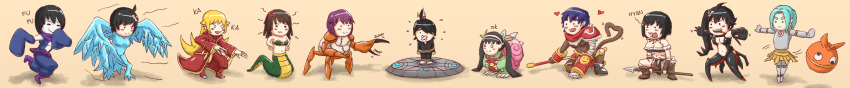 1boy absurdres ahoge anger_vein angry anivia anivia_(cosplay) aqua_hair araragi_karen araragi_koyomi araragi_tsukihi bird black_hair blonde_hair blush bound breasts cassiopeia_(league_of_legends) cassiopeia_du_couteau_(cosplay) cleavage cosplay crab hachikuji_mayoi hanekawa_tsubasa heart highres kanbaru_suruga lamia league_of_legends monkey monogatari_(series) monster_girl multiple_girls nidalee nidalee_(cosplay) ononoki_yotsugi oshino_ougi oshino_shinobu polearm ponytail purple_hair rammus rammus_(cosplay) ribbon scalizo scarf sengoku_nadeko senjougahara_hitagi short_hair smile snake spear thick_eyebrows tied_up toothbrush turtle twintails urgot urgot_(cosplay) vladimir_(league_of_legends) vladimir_(league_of_legends)_(cosplay) weapon worried wukong_(league_of_legends) wukong_(league_of_legends)_(cosplay)