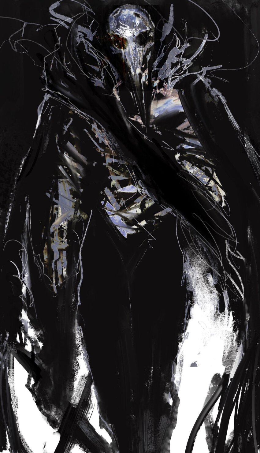 1boy animal_skull bestial_choujin bird bird_skull black_wings choujin_x feathered_wings highres holding holding_sword holding_weapon kurohara_tokio_(choujin_x) kyezzzz mask skull_mask solo sword transformation vulture weapon wings