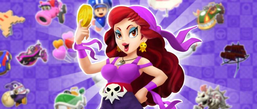 bandana blue_eyeshadow bowser captain_syrup curly_hair dry_bowser earrings eyeshadow highres jewelry lipgloss lipstick long_hair makeup nintendo non-web_source official_art red_eyes red_hair red_lips solo toad_(mario) toad_(pit_crew)_(mario) wario_land wavy_hair