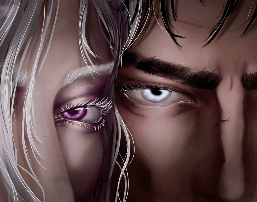 2boys black_hair brothers cheek-to-cheek colored_eyelashes eyelashes fantasy ferrus_manus fulgrim hair_over_eyes heads_together kathy-rah long_hair looking_at_viewer multiple_boys primarch purple_eyes scar scar_on_face scar_on_nose short_hair siblings sketch warhammer_40k white_eyes white_hair