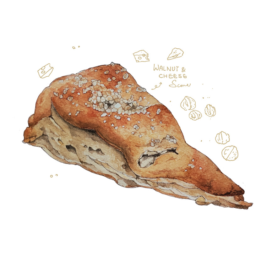 bread cheese food food_focus highres kohaku392 no_humans original pastry still_life walnut white_background